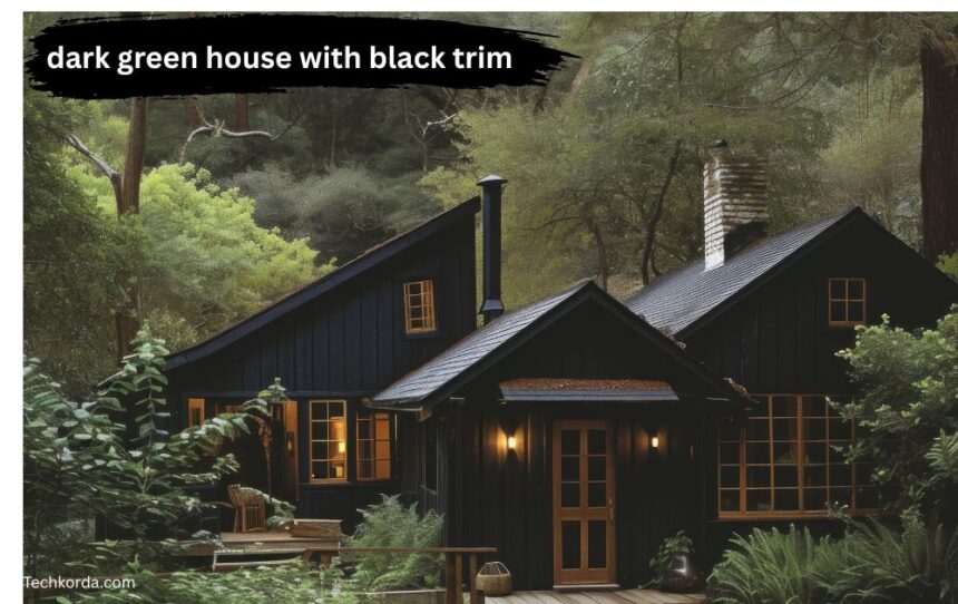 dark green house with black trim